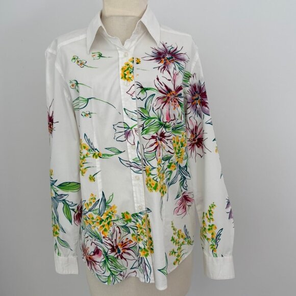Orvis Long Sleeve Blouse with Floral Print - Picture 1 of 10
